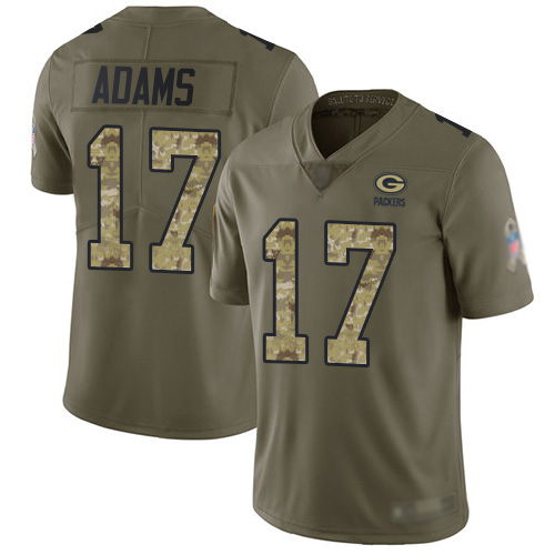 Green Bay Packers Limited Olive Camo Men #17 Adams Davante Jersey Nike NFL 2017 Salute to Service->women nfl jersey->Women Jersey
